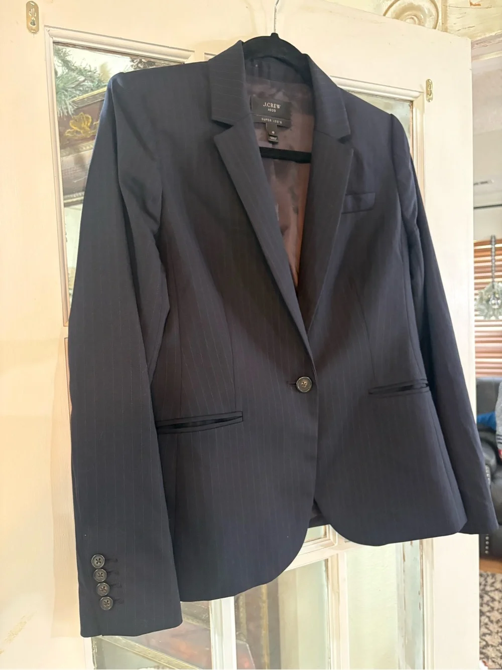 J.Crew 1035 Super 120s Wool Pinstripe Blazer Size 10 | 100% Wool | Career
